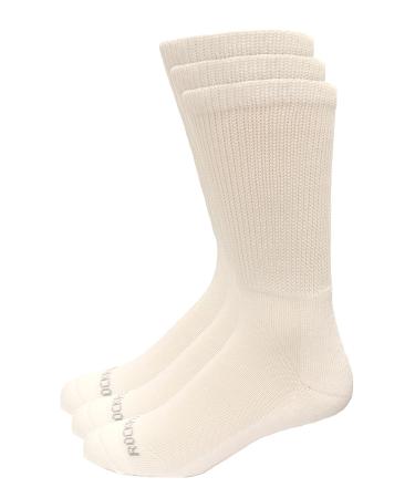 Rock Port Diabetic Crew Socks Mens Size 8-12 3 Pair White