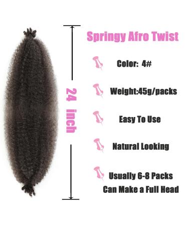 LPARMJIT 24 Inch Springy Afro Twist Hair - Kinky Marley Twist Braids Soft Butterfly Locs Pre-Fluffed Extensions (Pack of 3) - International Shipping Available - Buy Online on GoSupps.com