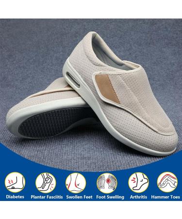 Men's Diabetic Edema Shoes with Arch Support - Adjustable Closure - Extended Widths - Beige - Size Men 9.5/Women 10.5 - Buy Online on GoSupps.com