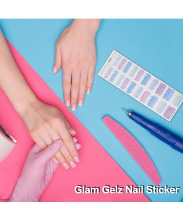 Generic Gel Nail Stickers Glitter Nail Stickers for Gel Polish Gel Nail Strips Manicure with Nail Lamp Semi Cured Nail Gel Polish Wraps Set for Home Nail Curing N036 - Buy Online on GoSupps.com