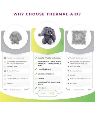 Thermal-Aid Zoo Mini Baxter Bunny - Kids Hot/Cold Pain Relief Pad, Washable, Natural Sleep Aid - Pregnancy Must-Have for Baby First Aid Kit - Buy Online on GoSupps.com