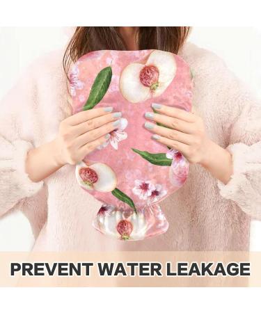 Naanle Peach Cherry Floral Heat Bottle with Cover - 2L Transparent Hot Water Bottle for Pain Relief Bed Warmer & Cold Therapy - Buy Online on GoSupps.com
