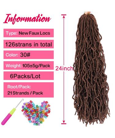 Croliya Faux Locs Crochet Hair 24 Inch 6 Packs Pre Looped Goddess Faux Locs Braids Synthetic Hair Extensions - 30# Color - Buy Online on GoSupps.com