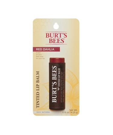 Burt's Bees Tinted Lip Balm Red Dahlia - 100% Natural with Shea Butter & Botanical Waxes | 1 Tube, Pack of 1 - Buy Online on GoSupps.com