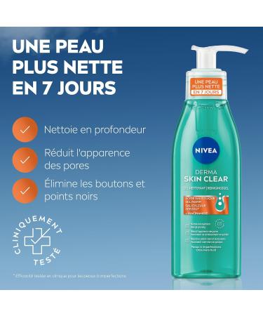 NIVEA Derma Skin Clear Gel Face Wash (1 x 150 ml) Anti-blackhead cleansing care with pure sea salt salicylic acid & niacinamide Face gel for blemish-prone skin - Buy Online on GoSupps.com