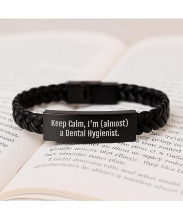 Funny Dental Hygienist Gifts from Friends for Men Women Coworkers Family - Interlaced Leather Bracelet Christmas Unique Keep Calm I'm (almost) A Dental Hygienist. - Buy Online on GoSupps.com