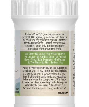 Puritan's Pride Organic Women's Multivitamins with Zinc - 30 Tablets - Buy Online on GoSupps.com