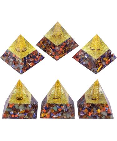 TUMBEELLUWA Orgone Pyramid Energy Generator - Crystal Healing Chakra Balancing Meditation & Home Decoration | Colorful Tumbled Stones & Orgonite Figurine - Buy Online on GoSupps.com