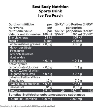 Best Body Nutrition Sports Drink Ice Tea Peach - 6L | Hydration & Energy Boost for Athletes | Fast International Shipping - Buy Online on GoSupps.com