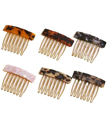 6Pcs Acetate Exquisite Hair Side Combs Small Seven-tooth Hair Decorative Bangs Comb Pin Headpiece Hair Jewellery Fashion Styling Accessories for Women Girls - Buy Online on GoSupps.com