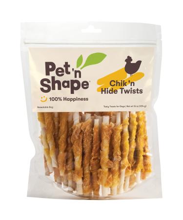 Pet 'n Shape Chik 'n Hide Twists  Chicken Wrapped Rawhide Natural Dog Treats, Small, 16 oz Chicken 1 Pound (Pack of 1)