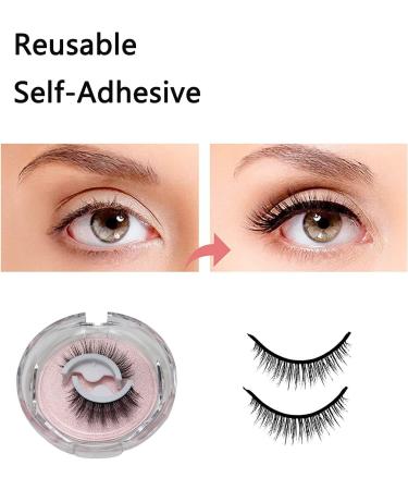 2 Pairs Self Adhesive Eyelashes Reusable Lashes Self Stick Lashes Reusable Waterproof Natural False Lashes Natural Fluffy Curling Long Eyelashes No Magnet No Glue Eyelashes Waterproof - Buy Online on GoSupps.com