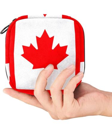 Canada Flag Sanitary Napkin Storage Bag - Portable Feminine Product Pouch for Girls & Women - Buy Online on GoSupps.com