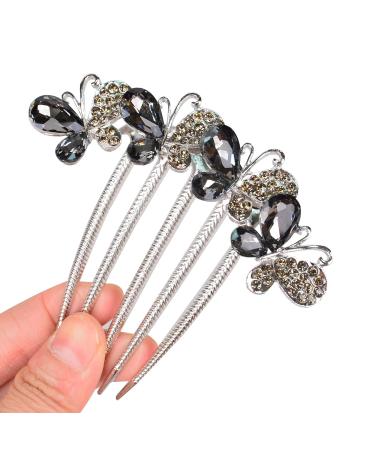Sankuwen Grey Flower Rhinestone Hair Comb - Perfect Mother's Day & Birthday Gift - Buy Online on GoSupps.com
