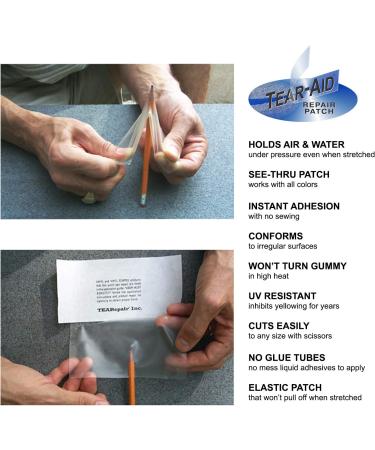 TEAR-AID Type B Vinyl Repair Kit - Clear Patch for Vinyl & Vinyl-Coated Materials | Green Box Vinyl Repair - Pool Liners, Tents, Awnings, Air Mattresses (Pack of 1 - Buy Online on GoSupps.com