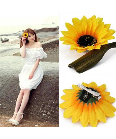 Vasana 6 pieces 9.9 cm beautiful women women girls sunflower hair crocodile terminals slipproof clips hairpin hairstyling accessories for party beach vacation wedding bride