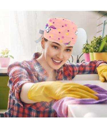 Football Print Scrub Caps for Women - 2PCS Bouffant Working Hats with Ponytail Holder | Pattern 06 - Buy Online on GoSupps.com