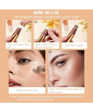 Waterproof Liquid Contour, Bronzer & Highlighter Stick with Cushion Applicator - Easy to Blend, Long Lasting, Natural Matte Finish - Buy Online on GoSupps.com