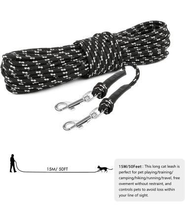 Ranypet 15m/50ft Reflecting Long Line for Cats - Safe Durable Leash for Kittens Puppies & Small Animals - Disappearing Design in Black - Buy Online on GoSupps.com