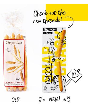 Organico - Classic Grissini Breadsticks 8x 120g. Organic and Made With Authentic Italian Ingredients. Traditional Crispy Handmade Bread sticks No GMO No Preservatives. Great For Party Food Or Snacks - Buy Online on GoSupps.com