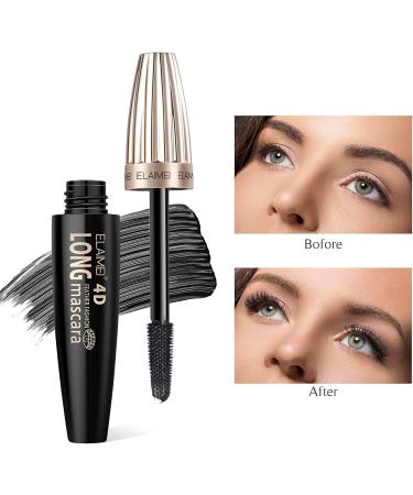 Mascara 4D Silk Fiber Waterproof: Black Volume and Length Smudge-Proof Mascara Thickening Lengthening Mascaras No Clumping Lasting All Day - Buy Online on GoSupps.com