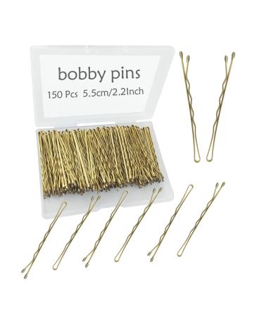 150PCS 2.2Inch Blonde Bobby Pins, Super Grip Gold Hair Clips with Box, YINGFENG Reusable Non Slip Hair Pins, Suitable for All Hair Types