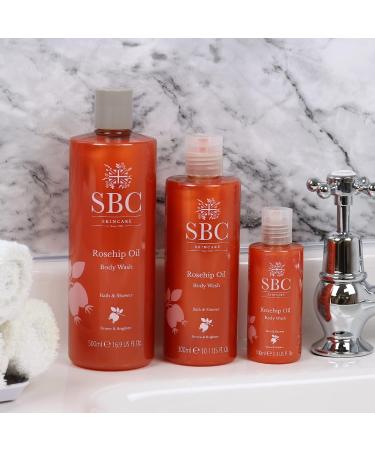 SBC Skincare Rosehip Oil Body Wash 300ml Anti-Ageing Bath and Shower Body Wash with Rosehip Oil and Vitamins A C and E Delicate Scent - Buy Online on GoSupps.com