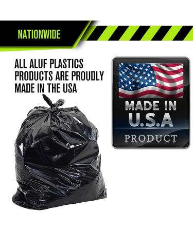 Aluf Plastics 65 Gallon Trash Bags Heavy Duty (50 Pack) - 1.5 MIL | Large Black Garbage Can Liners for Contractor, Lawn, Leaf, Outdoor, Commercial, Toter - PG6-6551 - Buy Online on GoSupps.com