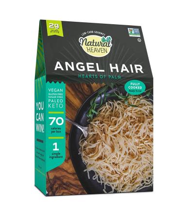 Natural Heaven Hearts of Palm Pasta Angel Hair Spaghetti Noodles, Gluten Free Low Carb Pasta, Vegan Keto Pasta Noodle, Natural & Healthy Plant Based Angel Hair, 9 oz 9 Ounce (Pack of 1)