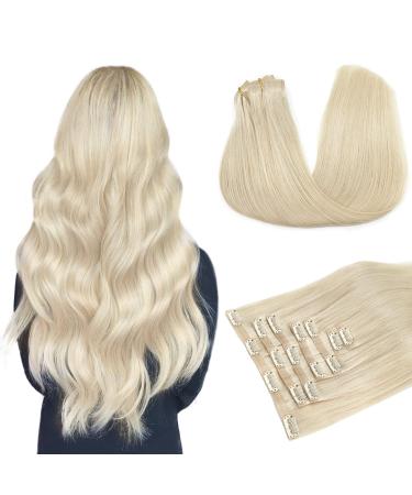 Doores real hair extensions clip in light platinum blonde 50cm 20 inch 7 pieces 110g remy human clips in hair extension real hair extensions seamless natural real hair extensions seamless 50cm-11110g #60 light platinum blonde suturing - Buy Online on GoSupps.com