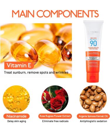 Face Sunscreens And Sunscreen Natural Sunscreen Face Sunscreen Spf 90 Anti Aging Sunscreen UVB Sunscreen Cream SPF90 - Buy Online on GoSupps.com