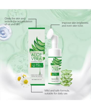 FFEEJ Aloe Vera Cleansing Foam Gentle Facial Cleanser For Deep Pore Cleaning Hydrating Oil-Control Moisturizing & Non-Tightening - Buy Online on GoSupps.com