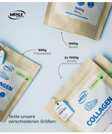 Buy Bioactive Collagen Powder 1kg - Hydrolyzed Peptides Tasteless Protein - Wehle Sports Germany - Types 1 2 & 3 - Premium Collagen Lift Drink - Buy Online on GoSupps.com