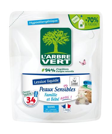 L'ARBRE VERT L'Arbre Vert – Laundry Refill 1.53 L for Sensitive Skin Bb Family – 34 Washes – 1.5 L Bottle