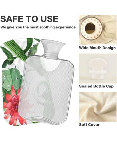 NAANLE 2L Transparent Hot Water Bottle - Green Cactus Flowers for Menstrual Cramps Pain Relief & Heat Therapy - International Shipping - Buy Online on GoSupps.com