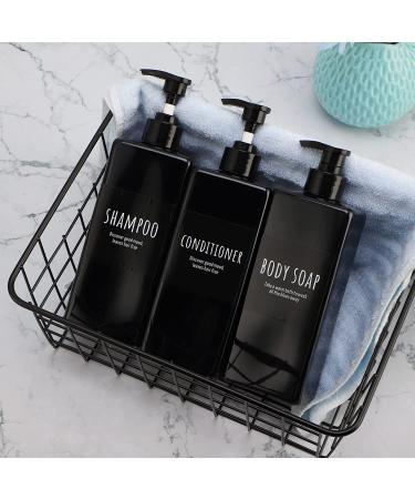 Segbeauty 3pcs 16.9oz Shower Refillable Dispenser Set with Labels Black 500ml Pump Bottles for Body Wash, Shampoo, Conditioner, Lotion Bathroom Shower Containers - Buy Online on GoSupps.com