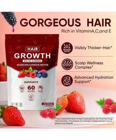 Neonomicon Lumin Hair Growth Gummies with Biotin Vitamin C & E Rosemary Saw Palmetto Supports Healthy Hair Growth & Strength Skin & Nail Care Mixed Berry Flavor 60 Gummies (1) - Buy Online on GoSupps.com
