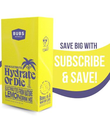 BUBS Naturals Hydrate or Die: All-Natural Keto-Friendly Electrolyte Powder for Energy & Recovery - Lemon Flavor 18 Servings - Buy Online on GoSupps.com