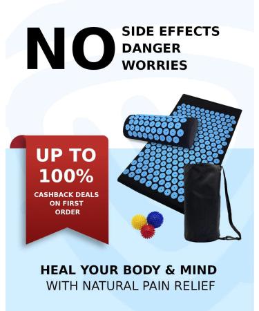 Acupressure Mat and Pillow Set for Lower Back Pain Relief & Muscle Relaxation - Includes Acupuncture Mattress, Spiky Ball Massage, Ideal for Back, Neck, and Sciatic Nerve Pain - Buy Online on GoSupps.com