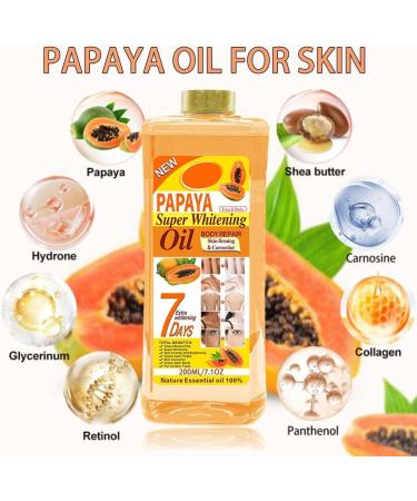  2Pcs Papaya Super Whitening Oil 7 Days Papaya Oil for Skin Papaya Oil for Lightening Dark Skin Face and Body Moisturizer Nourishing Body Repair for All Skin Types 200ml/6.76fl.oz - Buy Online on GoSupps.com