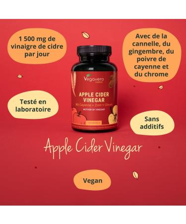 Apple Cider Vinegar Complex 1950mg | With Chrome Cinnamon Ginger and Cayenne Pepper | Blood Glucose + Keto | 120 Capsules | No Additives & Vegan | Vegavero  - Buy Online on GoSupps.com