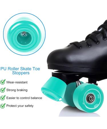 Nezylaf 8 Pack 32x58mm Cyan Quad Roller Skate Wheels with Bearings - Outdoor/Indoor Skating Replacement Kit w/ 2 Toe Stoppers - Buy Online on GoSupps.com