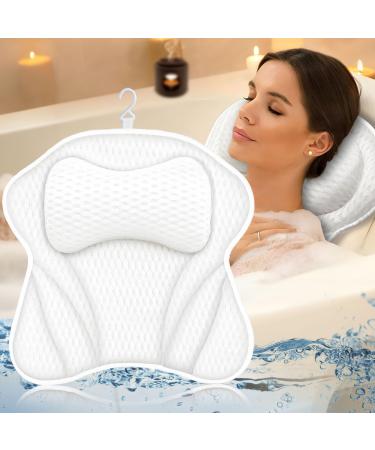 BARAKYEG Bath Pillow, 4D Bath Pillow with 6 Suction Cups, Ergonomic Bath Pillow Home Head Pillow for Bath, Spa Pillow, Jacuzz