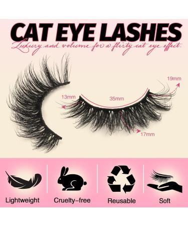 Ahrikiss Fluffy Cat Eye False Eyelashes - 14 Pairs Natural Volume 17mm Lightweight Curly Lashes - P01 14P-P01 for Stunning Eyes - Buy Online on GoSupps.com