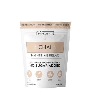 JUST INGREDIENTS Chai Nighttime Relax Drink Mix 30 Servings | No Sugar Added | Magnesium L-Theanine Chamomile & Tart Cherry Extract | Supports Relaxation & Restful Evenings Chia 30 Servings