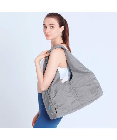 Women's Travel Yoga Gym Bag with Shoe Compartment | Grey Medium - Ideal for Workout Gear, Makeup, Accessories | Includes Wet/Dry Storage Pockets - Buy Online on GoSupps.com