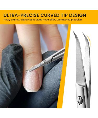 BEZOX Precision Curved Tip Cuticle Scissors - Professional Russian Style Nail Trimmer for Dead Skin & Hangnails - Sharp Blade for Right & Left-Handed Use - Buy Online on GoSupps.com