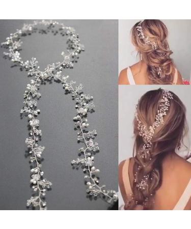Yean Wedding Hair Vine Long Bridal Headband Hair Accessories for Bride and Bridesmaid (100cm / 39.3inches) (Silver) - Buy Online on GoSupps.com