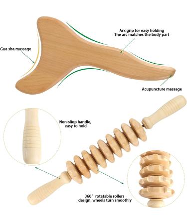 2 Pcs Wooden Gua Sha Tools for Lymphatic Drainage and Anti-Cellulite Massage - Machomby Wood Therapy - Buy Online on GoSupps.com