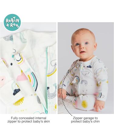 100% Cotton Double Zip Baby Sleepsuit 12-18 Months Unisex Onesie Romper - Rainbow - Buy Online on GoSupps.com